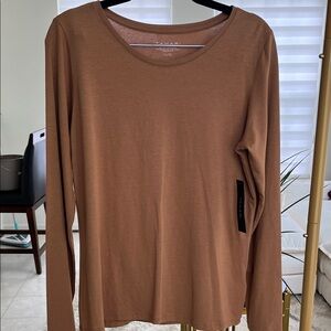 Tahari Camel Long Sleeve Tee Large